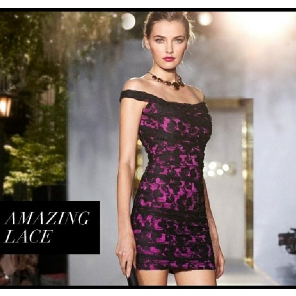 Express Women's SZ 4 Black Lace Cocktail Dress